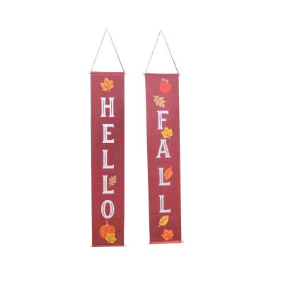 China B&S Disposable Eco-Friendly Plant Decoration Autumn Pumpkin Harvest Hanging Flag Home Door Curtain Banner for sale