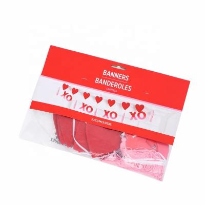 China Handmade Red LOVE Theme Education B&S Factory XO Banners XO Hanging String Flag for sale