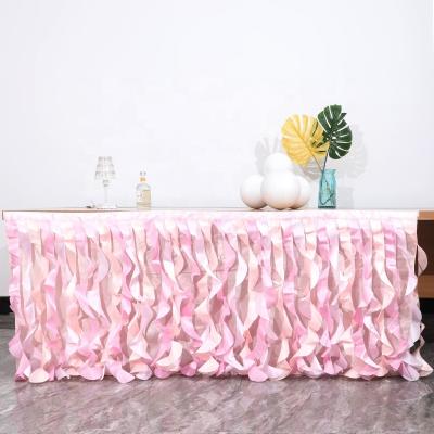 China B&S Disposable Tutu Table Skirt Rectangle Table Cover Chiffon Decorations For Birthday Party Event for sale