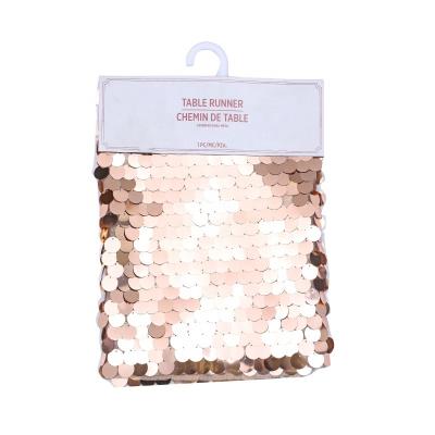 China B&S factory waterproof 18 mm sequin Table cover gold table runner event party wedding decoration for sale