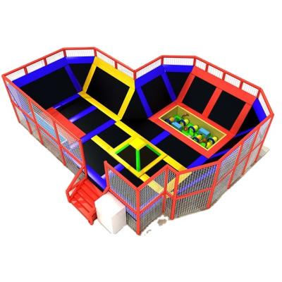 China Galvanized steel Commerical  Children&Adults Inflatable Indoor  jump Sport Trampoline Amusement Park with Rope Course for sale