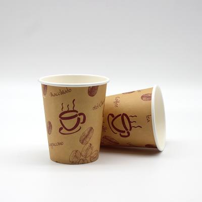 China 8oz 100% Disposable Compostable Nature Printed Take Away Disposable PE Single Wall Coffee Paper Cups for sale