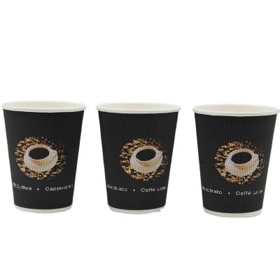 China 6 Color Maximum Recyclable Wholesale Disposable PE Ripple Wall Ripple Printed Paper Cups For Hot Drinks for sale