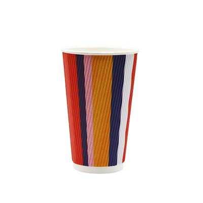 China Color Stripes Environmental Protection Logo Ripple Disposable Custom Wallpaper Cup for Milktea for sale