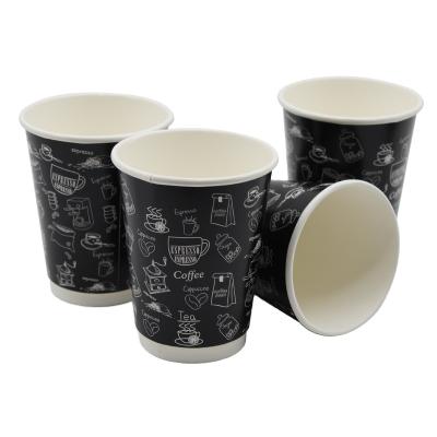 China Custom Fashion 12oz Disposable Double Wall PE/PLA Paper Disposable Coffee Cups for sale