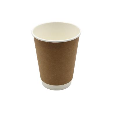 China 8oz 12oz 16oz Kraft Double Wall PE Disposable Coffee Juice Paper Cups for sale