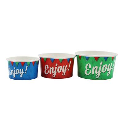 China New Sale Disposable Well Type Dessert Round Colorful Cartoon Ice Cream Paper Cups for sale