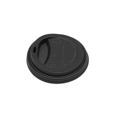 China Non Spill Plastic 12 Oz (90 mm) White Black Biodegradable To Go Coffee Cup Lid for sale