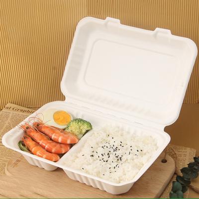 China Bagasse Biodegradable Compostable Deli Sugar Cane Lunch Food Box Disposable Containers for sale