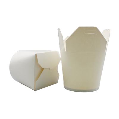 China Customized Design 16oz Disposable Eco Friendly White Disposable Paper Take Away Noodle Box Food Packet for sale