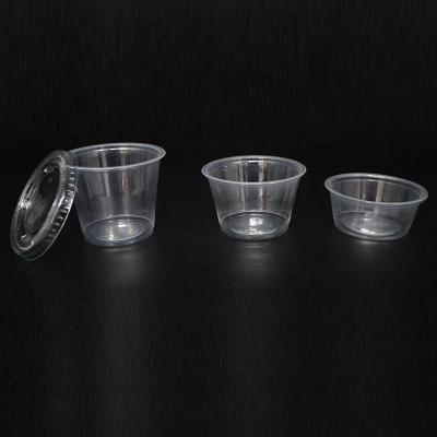 China Non Spill Wholesale 4oz Transparent Disposable Sauce Plastic PP Clear Cups With Plastic Lid 0.5OZ, 0.75OZ, 1OZ, 1.5OZ, 2OZ, 2.5OZ, 3.25OZ, for sale