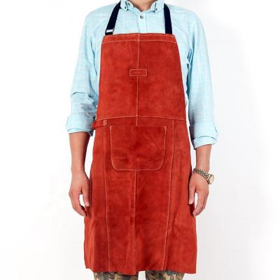 China Custom Welding Apron Swelder Flame Retardant Workshop Leather And Heat Resistant for sale