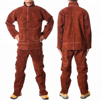 China Fireplace SWELDER Welding Custom Manufacturer Heat Resistant Cow Leather Fire Proof Suit Protector,Premium Anti-Heat Cowhide Leather for sale