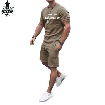 China QUICK DRY Custom Logo Mens Summer Shorts Set Sweat Suits Mens Tailored Slim Fit Mens 2 Piece Short Sets for sale