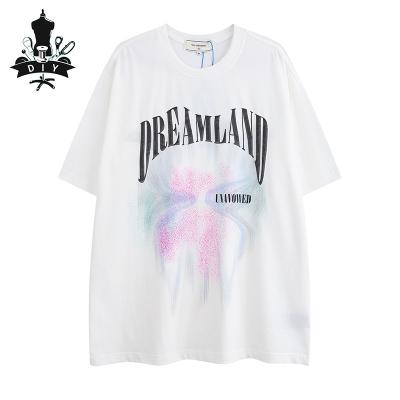 China Anti-wrinkle 2022 new arrivals design printed graffiti loose men's shirt for men's short sleeve cotton T-shirt for sale