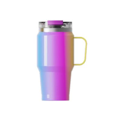 China Viable Custom Double Mouth Logo 2 IN 1 Wholesale Gradient Rainbow 24Oz Stainless Steel Travel Car Mug Tumbler Cups for sale