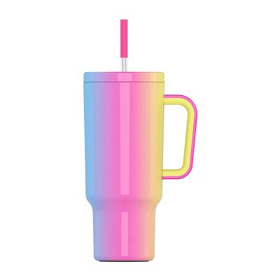 China ODM 40oz Viable Wholesale OEM Custom Logo Gradient Rainbow Tumbler Cups with Straw for sale