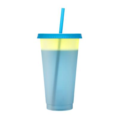 China Sustainable Custom Party Travel Mugs Color Changing Plastic Cold Drink Cups for sale