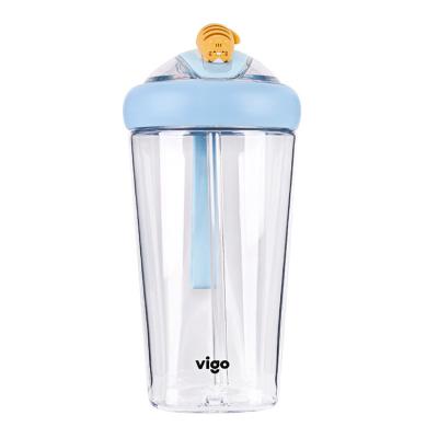 China Cute BSCI/ISO9001 Tritan Bpa Free Viable Kids Water Bottle Cup With Straws for sale