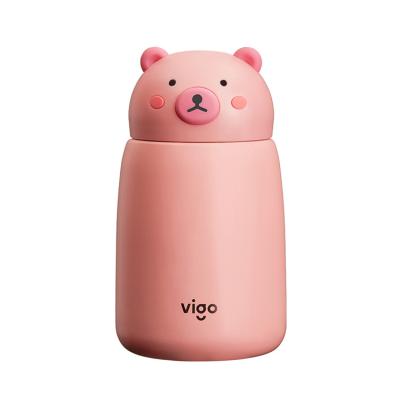 China Personalized thermal insulation viable pink cute bear animal water bottle kids custom made for sale