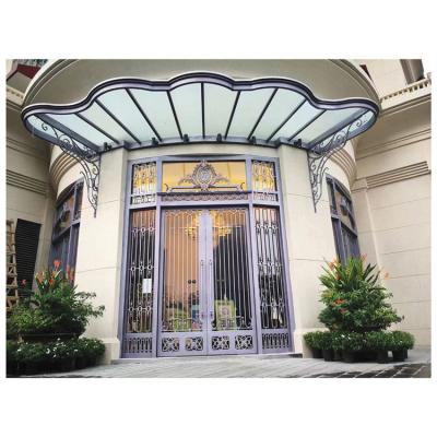 China Luxury High End Windproof Design Metal Front Double Door Entry Wrought Iron Door For Villa for sale