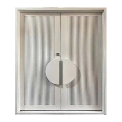 China White Luxury Exterior Double Entry House Windproof Security Villa Wrought Iron Steel Door en venta