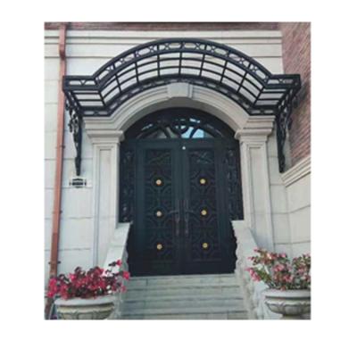 China Hot Luxury Windproof Wrought Iron Front Door Canopy Bulk Product Glass Tent for sale