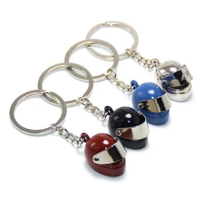 China Mini Sport Motorcycle Helmet Pendant Key Chain Ring Holder Unisex Black Silver Blue Color Zinc Alloy Metal Red Main Chain Helmet Sales Promotion for sale