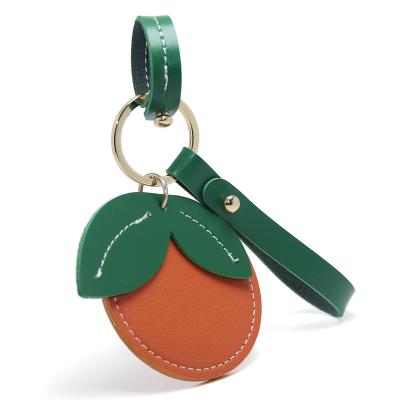 China Key Chain Lanyard Leather Keyring Case Bag Key Chain Fashion Women Metal Tag Ring Jewelry Orange Leather Strap Key Holder Pendant Fob Waist for sale