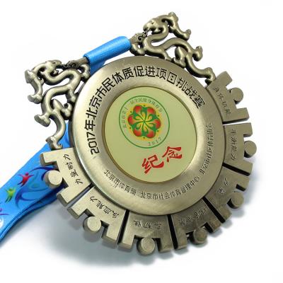 China Europe China Manufacturer National Running Sport Creative Sun Award Shape Art Crafts Copper Metal Antique Folk Medals for sale