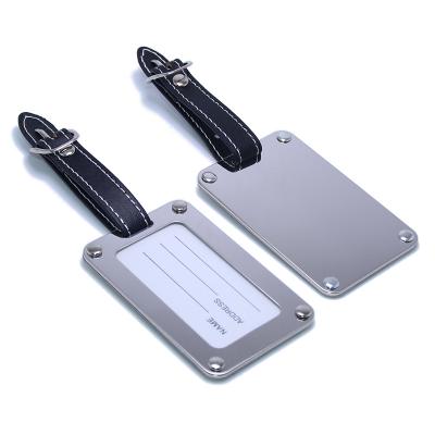 China Wholesale High Quality Airport Metal Name ID Address Tags Personalized Leather Wristband Mirror Carry Stainless Steel Luggage Tag for sale