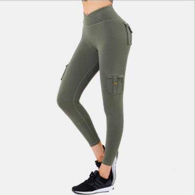 China New Breathable Autumn Workwear Yoga Clothes With Pockets Sexy High Waist Elastic Buttocks Sports Gaiters Fitness Pants For Women for sale