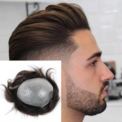 China Wholesale Silky Straight Poly Skin Thin Base Hairpiece PU Toupee Hair Replacement System For Men for sale