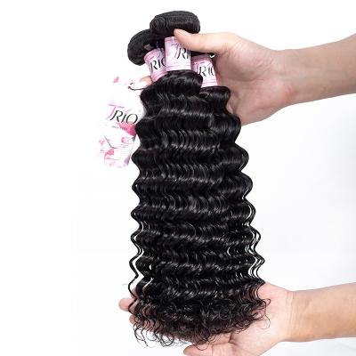 China Brazilian Deep Wave Hair Wholesale Trio Deep Wave Cuticle Aligned Unprocessed Virgin Hair Extension for sale