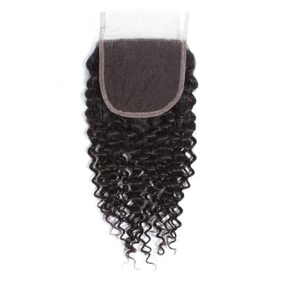 China Curly Trio 130% Density 4X4 Lace Closure Kinky Kinky Curly Cuticle Aligned Mink Indian Human Hair Closure for sale