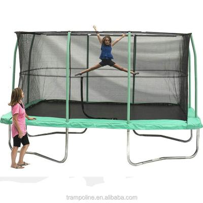 China PVC 10 x 14 foot rectangular trampoline with safety net for sale