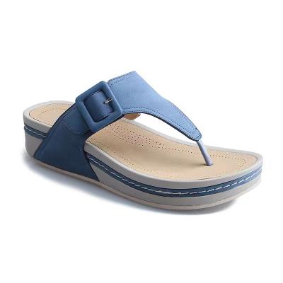 China Fashion Trend Summer Ladies Flip Flop PU Leisure Sandals With Thick Soles for sale