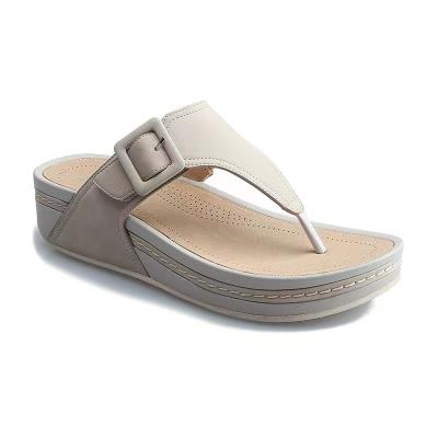 China Fashion Trend Summer Ladies Flip Flop PU Leisure Sandals With Thick Soles for sale