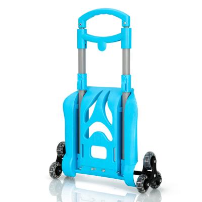 China Sturdy Customized 6 Wheels Climbing Stairs Folding Luggage Trolley Aluminum Telescopic Handle For Kids Schoolbag for sale