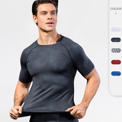 China Anti-Wrinkle Men's Dry Fit Gym Top T-shirt Fitness Fit Tights Fashion T-shirt Man for sale