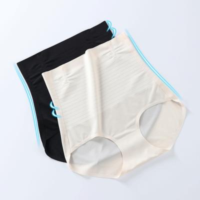 China Ultrathin Traceless Smoothie Antibacterial Ice Silk Waistband No Tummy Shape Small Belly High-waist Drawdown Elastic Panties for sale