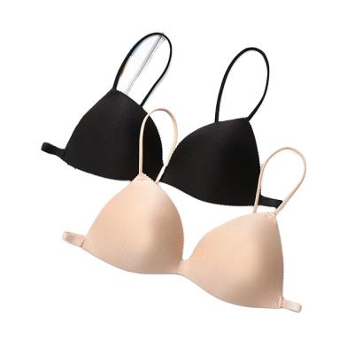 China French QUICK DRY free bra triangle wire girl smooth breast small cup no back buckle beauty back chest wrap bra for sale