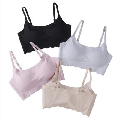 China Traceless One-Piece Ice Silk Underwear and Wireless Gathered One-Piece Shockproof Sports Vest Bra Yoga Sleep Bra for sale