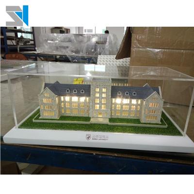 China Perfect Lighting Handmade Miniature School Building Model , Led Light Handwork for sale