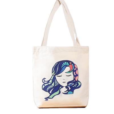 China Simple White Empty Cotton Canvas Tote Bag With Customized Logo Cheap Reusable Shopping Bags Printing Custom Wholesale Eco-friendly Reusable for sale