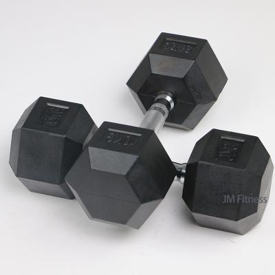 China 10Kg Free Hexagon Gym Rubber Covered Gym Weightlifting Dumbbell Weight Lifting Equipment Weight Dumbbells for sale