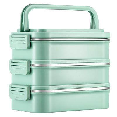 China Portable Thermal Stocked Stainless Steel Lunch Box Stainless Steel Bento Lunch Box for Kids and Adults for sale