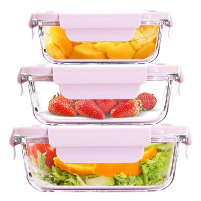 China Stored High Borosilicate Glass Office Worker Food Storage Jars Fruit Food Container Glass Lunch Box for sale