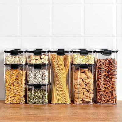 China Freshness Preservation Different Capacity Plastic Sealed Cans Kitchen Storage Box Transparent Food Container for sale