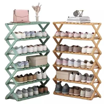 China Wholesale Adjustable (Size) Bamboo Shoe Rack Foldable Shoes Rack For Entryways Shoe Organizer For Living Room for sale